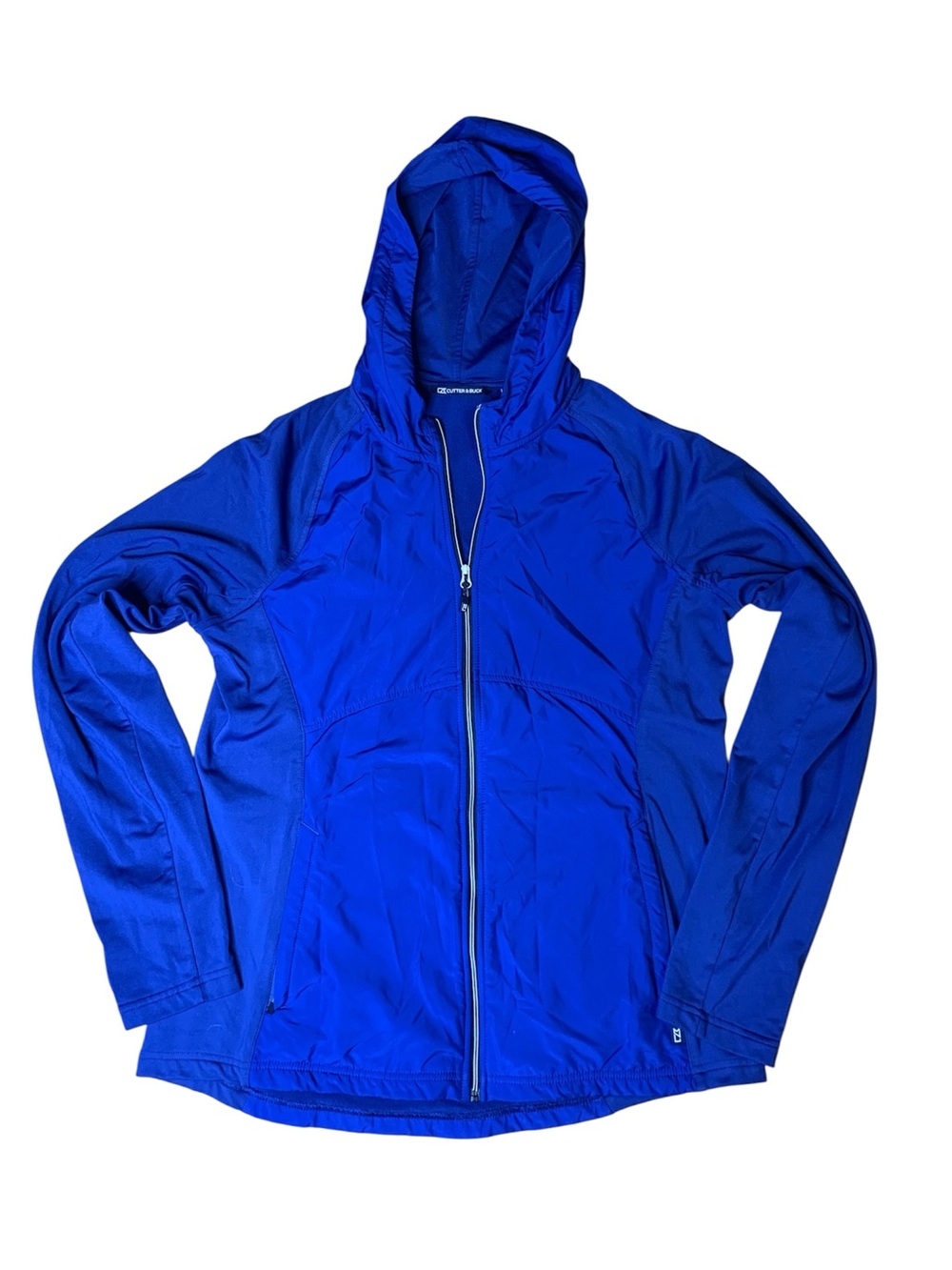 Cutter & Buck Full Zip Hoodie Jacket Blue Size L Recycled Fleece Athletic